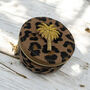 Leopard Jewellery Travel Pot With Palm Tree Brooch, thumbnail 1 of 5