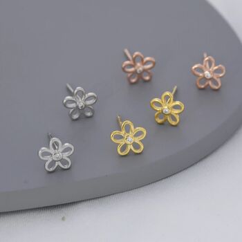 Sterling Silver Tiny Forget Me Not Flower Earrings, 5 of 12
