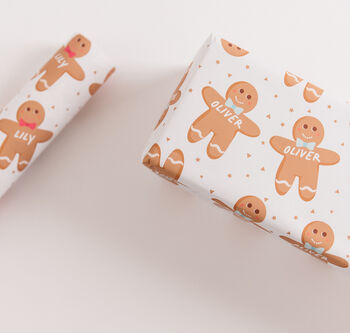 Personalised Christmas Gingerbread Man Wrapping Paper, 8 of 9
