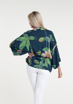 Passionflower Short Kimono Petrol, 3 of 4