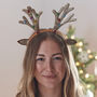 Reindeer Antler Christmas Headband With Bells, thumbnail 1 of 4