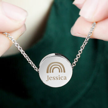 Personalised Rainbow Disc Necklace Gift For Her, 3 of 4