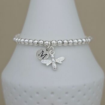 Personalised Beaded Bracelet With Bee Charm, 2 of 5