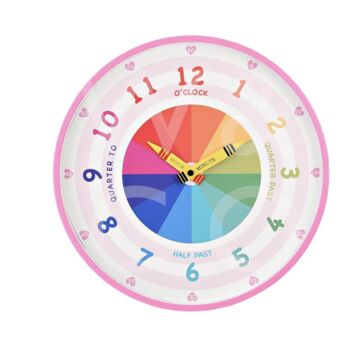 Personalised Crayon Tell The Time Childs Wall Clock, 7 of 8