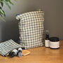 Sea Green Check Linen Toiletry Bag, thumbnail 4 of 4