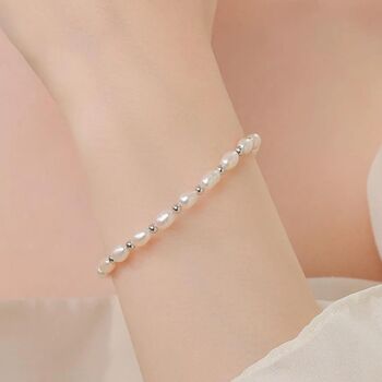 Freshwater Pearl Beaded Bracelet In Sterling Silver, 2 of 12