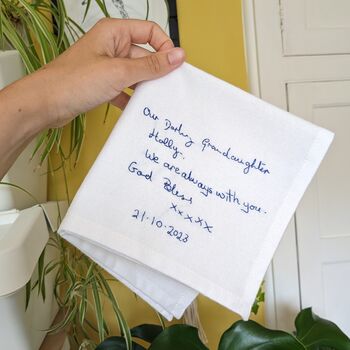 Personalised Wedding Memorial Handkerchief With Handwriting, 2 of 7