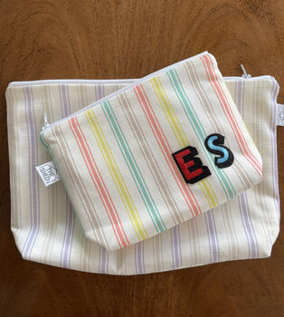 Rainbow Florence Stripe Cotton Linen Mix Makeup Bag, 3 of 4