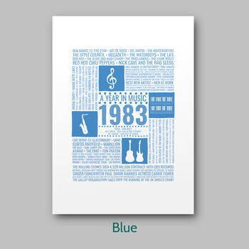 Personalised 40th Birthday Tea Towel Gift 1983 Music, 6 of 6