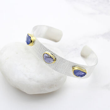 Tanzanite And Iolite Gemstone Sterling Silver Bracelet, 2 of 5