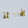 Gold Colour Sterling Silver Balloon Dog Stud Earrings, thumbnail 3 of 3