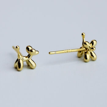 Gold Colour Sterling Silver Balloon Dog Stud Earrings, 3 of 3
