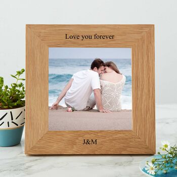 Personalised Solid Oak Square Photo Frame, 2 of 6