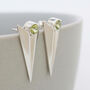 Deco Triangle Spike Stud Earrings With Peridot, thumbnail 2 of 11