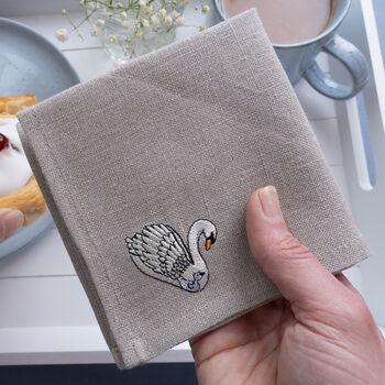 Embroidered Swan Cocktail Napkins Set Of Four, 6 of 8