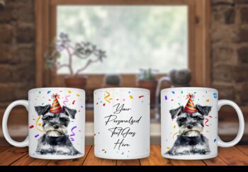Personalised Miniature Schnauzer Birthday Congratulations Party Gift Mug, 2 of 2
