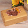 Floral Mirror Heart Wooden Bamboo Pet Ashes Casket, thumbnail 1 of 9
