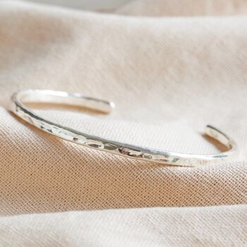 Hammered Organic Shape Sterling Silver Torque Bangle, 2 of 3