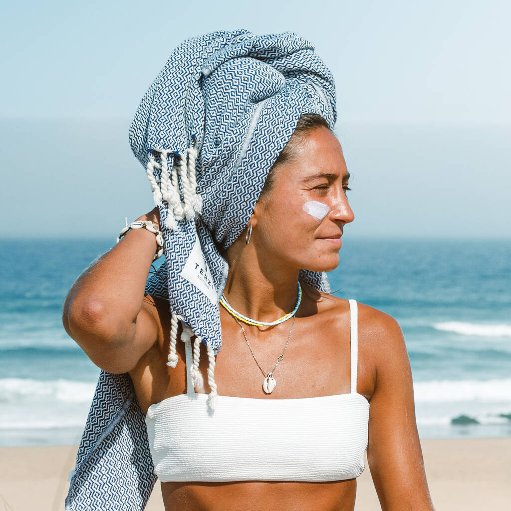 Diamond Weave Handwoven Luxury Cotton Beach Towel, 1 of 10