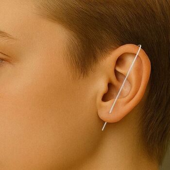 Sterling Silver Minimalist Ear Pin Earrings, 3 of 9