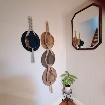 Macrame Wall Hanging Hat Hanger, 4 of 6