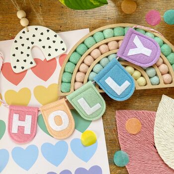 Scallop Pastel Bunting Personalised Name Garland, 5 of 10