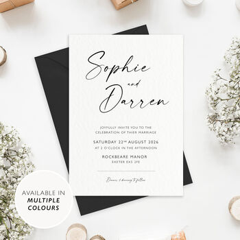 Luxury Black And White Wedding Invitation With Envelope Premium Printed, 6 of 12