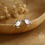 Chickadee Bird Stud Earrings In Sterling Silver, thumbnail 1 of 10