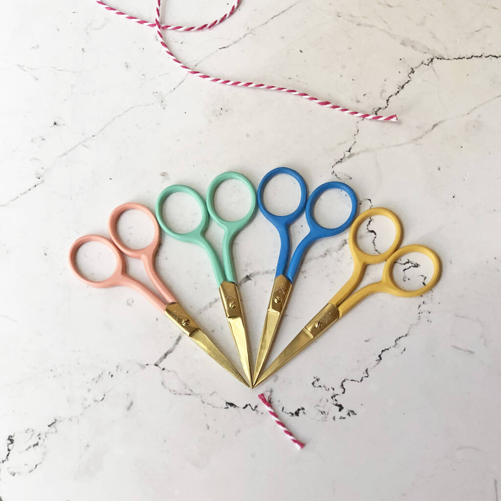 Cute And Colourful Embroidery Scissors With Gold Blades, 1 of 9