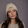 Embroidered Personalised Slogan Beanie Hat, thumbnail 2 of 9