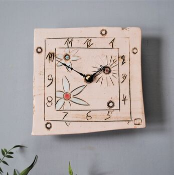 Personalised Tile Wall Clock With Flowers And Arabic Numbers, 4 of 6