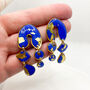 Royal Blue And Gold Foil Abstract Statement Earrings, thumbnail 2 of 9