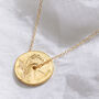 Birth Flower Disc Necklace In 18 Carat Gold Vermeil, thumbnail 1 of 12