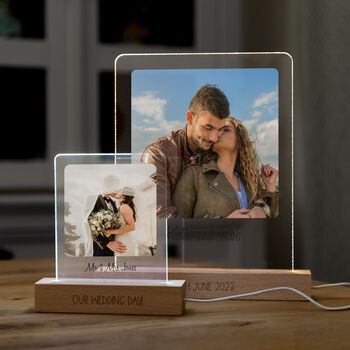 Personalised Photo LED Light 5th Anniversary Wood Gift, 2 of 5