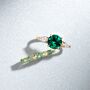 Emerald Round Cut Three Stone Engagement Ring In Sterling Silver And Gold, thumbnail 10 of 12