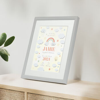 Personalised On The Day You Were Born Rainbow Framed Print, 7 of 10