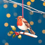 Traditional Robin Hanging Christmas Decoration, thumbnail 1 of 2