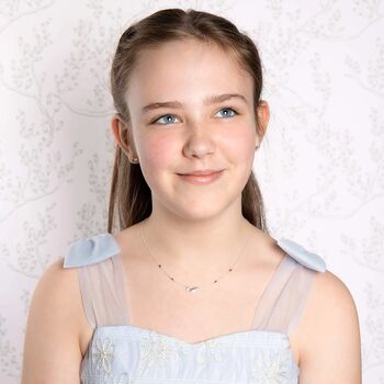 Kids Sterling Silver Bird And Rose Gold Hearts Necklace, 3 of 5