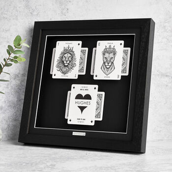 Personalised Mr And Mrs Wedding Gift Lion Playing Cards Frame, 4 of 9