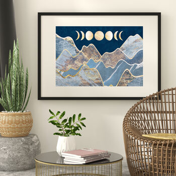 Gold Moon Cycle Phase Two Mountain Wall Art Print, 2 of 3