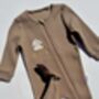 Teddy Bear Personalised Baby Zip Sleepsuit – Embroidered Baby Grow With Name – Bunny , Cub Or Goose, thumbnail 6 of 9
