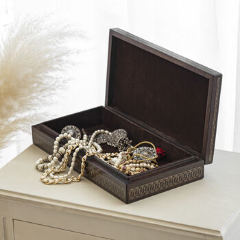 Clovelly Large Brass Inlayed Jewellery Box, 5 of 7