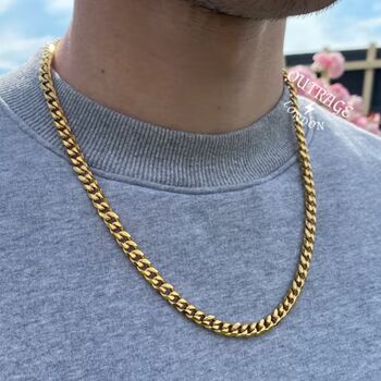 Gold Engravable 7mm Cuban Chain, 2 of 10