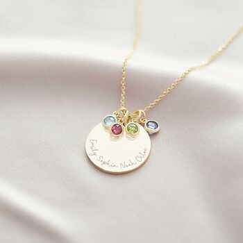 Family Disc Pendant Birthstone Personalised Necklace, 4 of 10