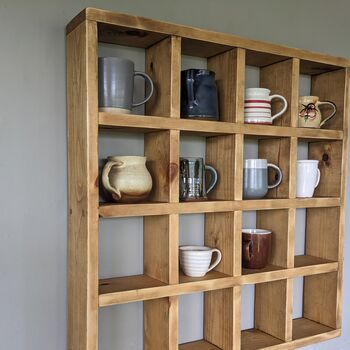 Handcrafted Solid Wooden Cup And Mug Display Shelf, 4 of 7