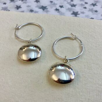 Drop Circle Sterling Silver Earrings On Hoop Or Hook, 3 of 4