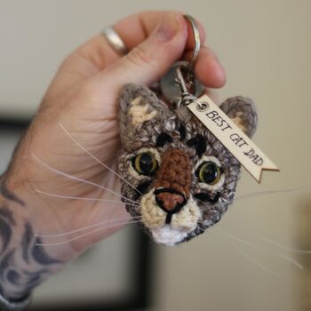Personalised 'Best Cat Dad' Keyring Of Your Cat, 3 of 8