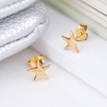 Mini 18ct Gold Starfish Stud Earrings, 4 of 7