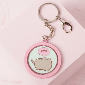 Pusheen The Cat Pink And Blue 'Hi , Bye' Spinning Keyring, 3 of 8
