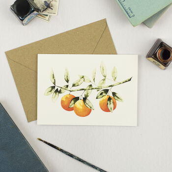 Orange Branch Botanical Blank Card, 2 of 2